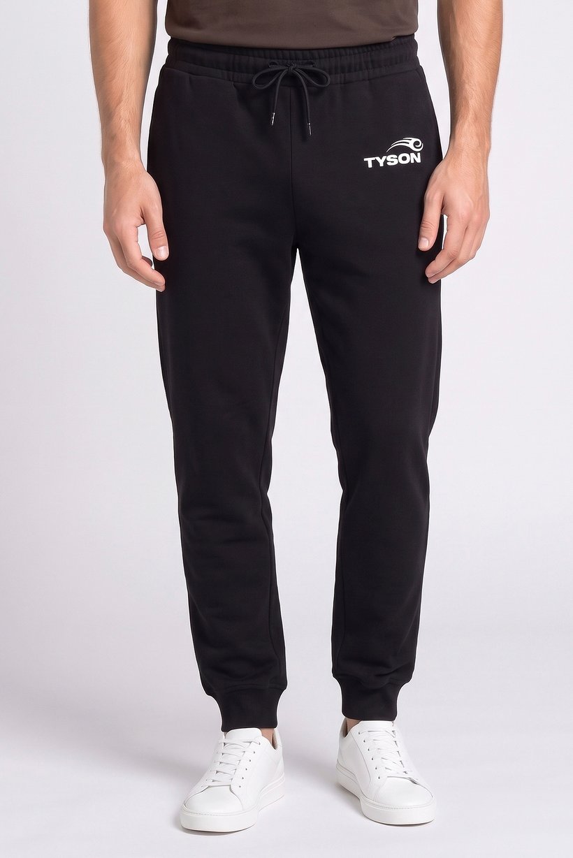 Men Regular Fit Brand Logo Jogger Pants, Black