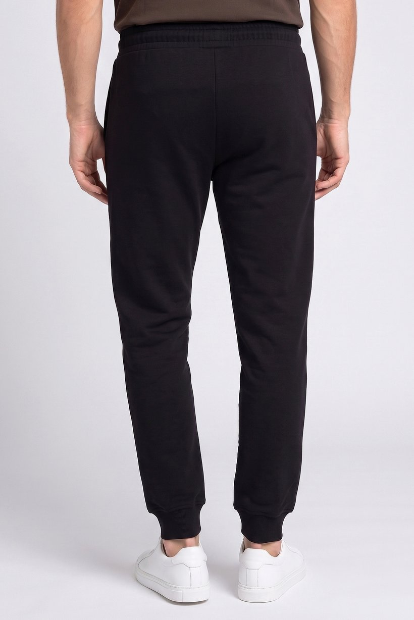 Men Regular Fit Brand Logo Jogger Pants, Black