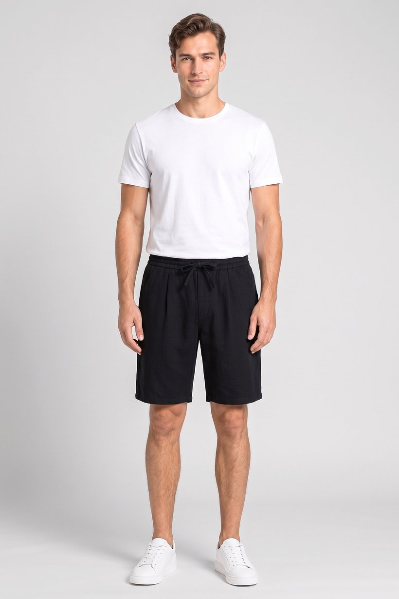 Men Plain Basic Shorts, Black
