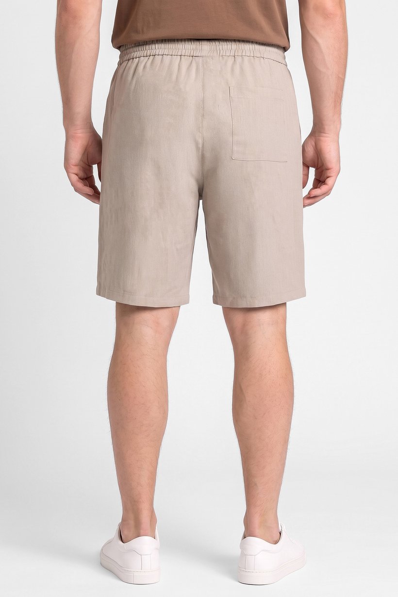 Men Plain Basic Shorts, Beige