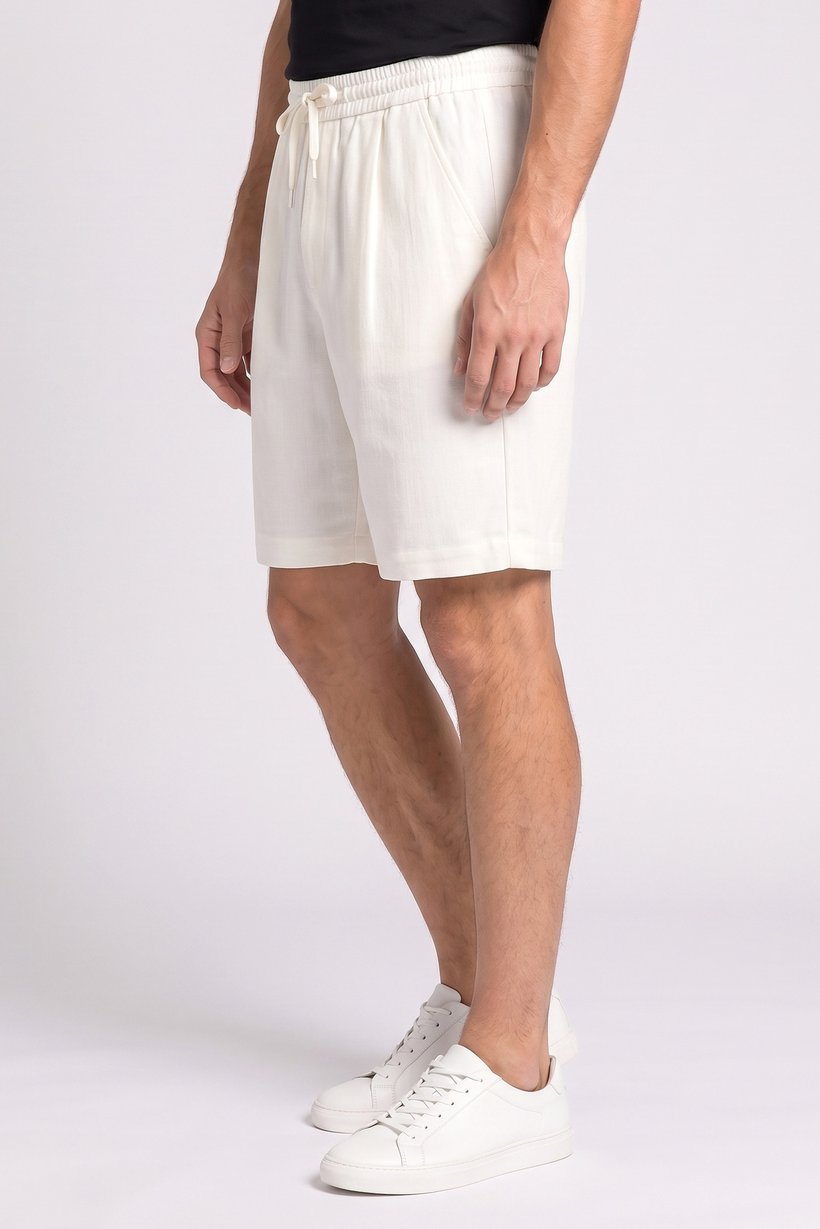 Men Plain Basic Shorts, White