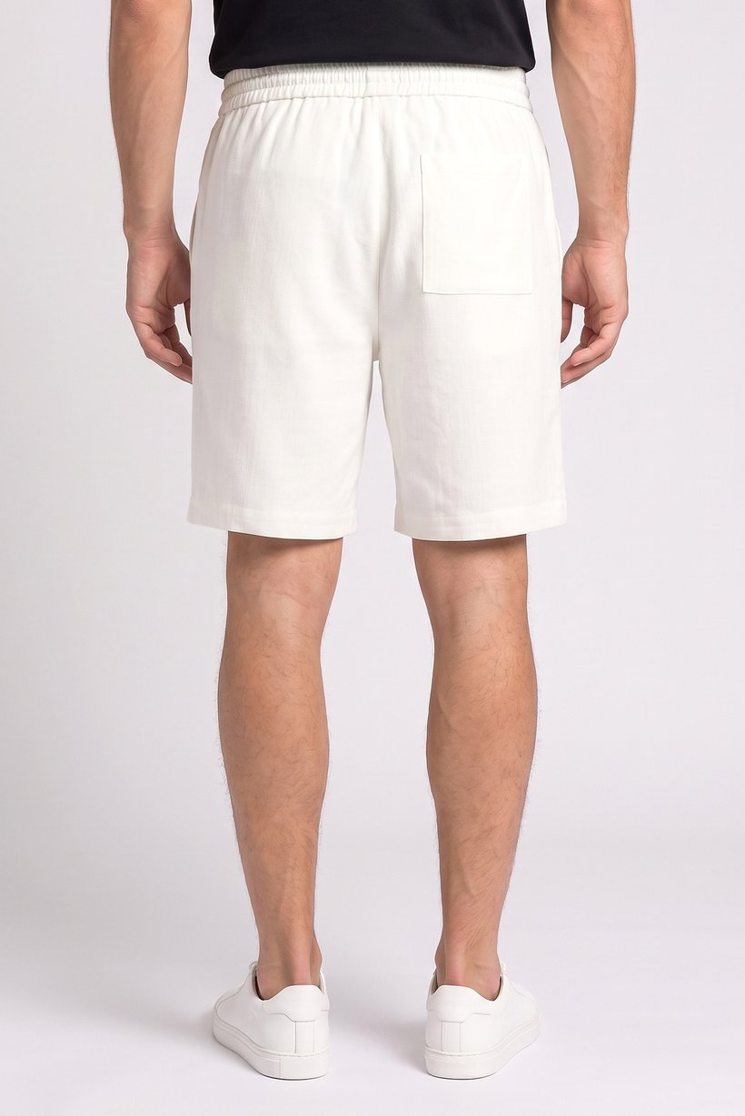 Men Plain Basic Shorts, White