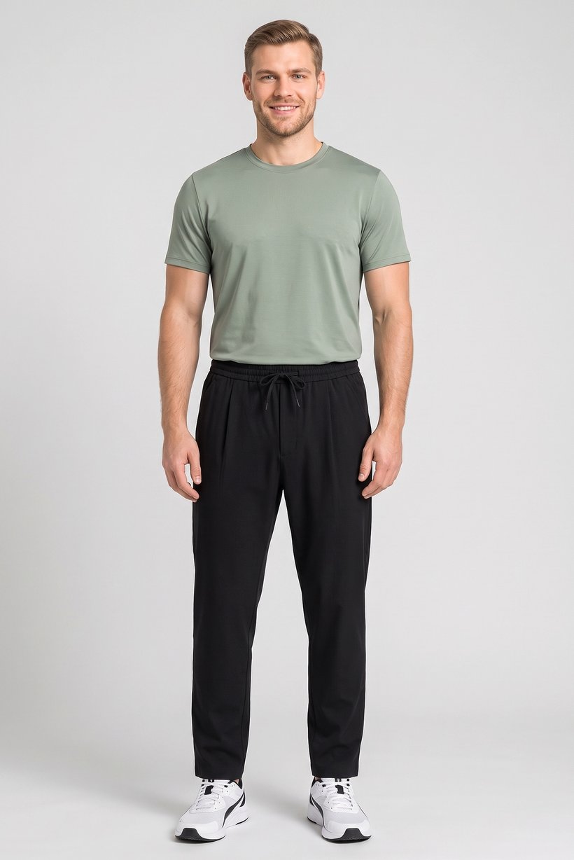 Men Comfort Fit Plain Chino Pants, Black