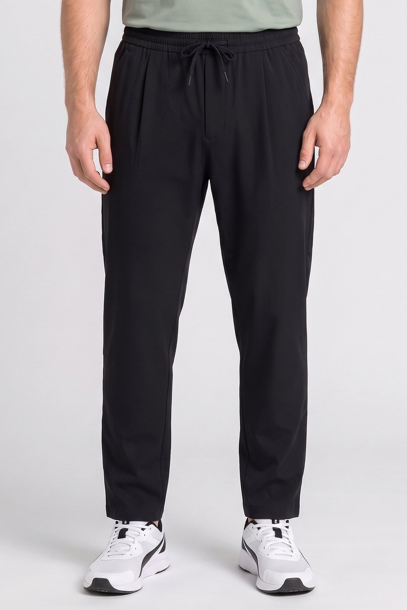 Men Comfort Fit Plain Chino Pants, Black