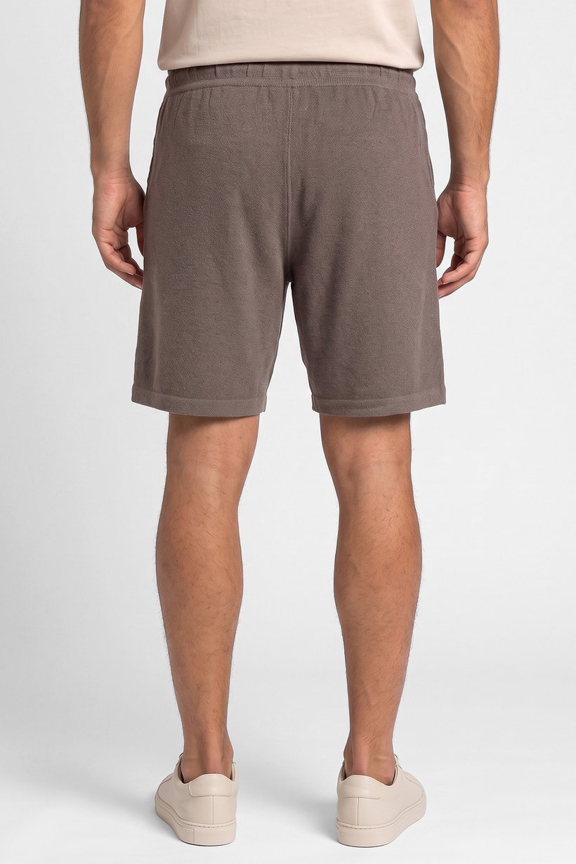Men Textured Basic Shorts, Taupe