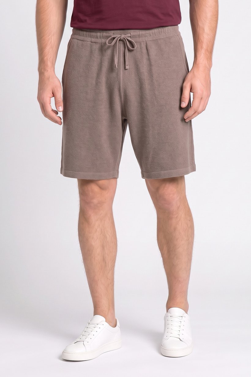 Men Textured Basic Shorts, Taupe