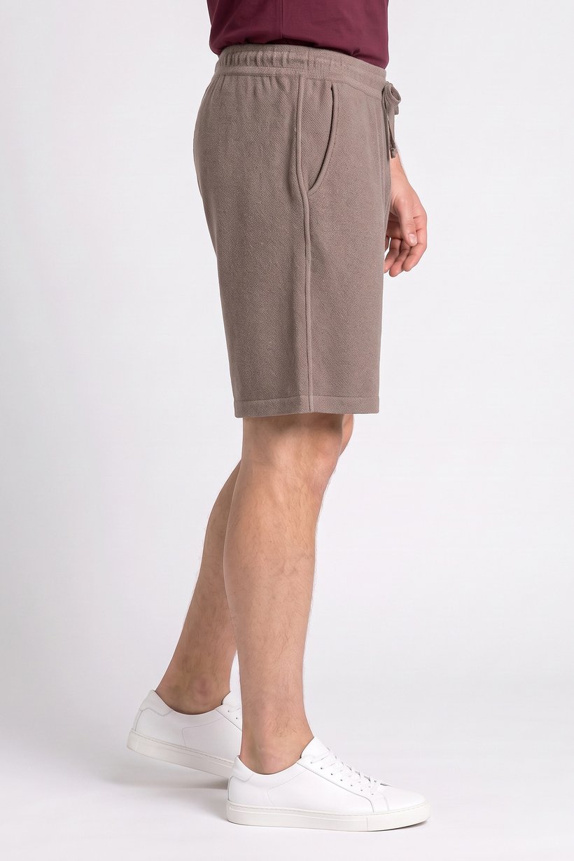 Men Textured Basic Shorts, Taupe