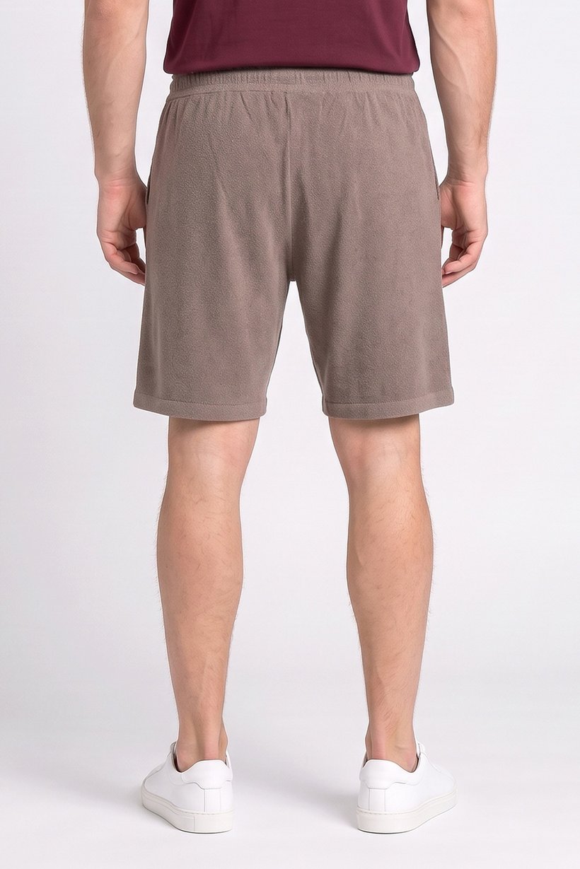 Men Textured Basic Shorts, Taupe