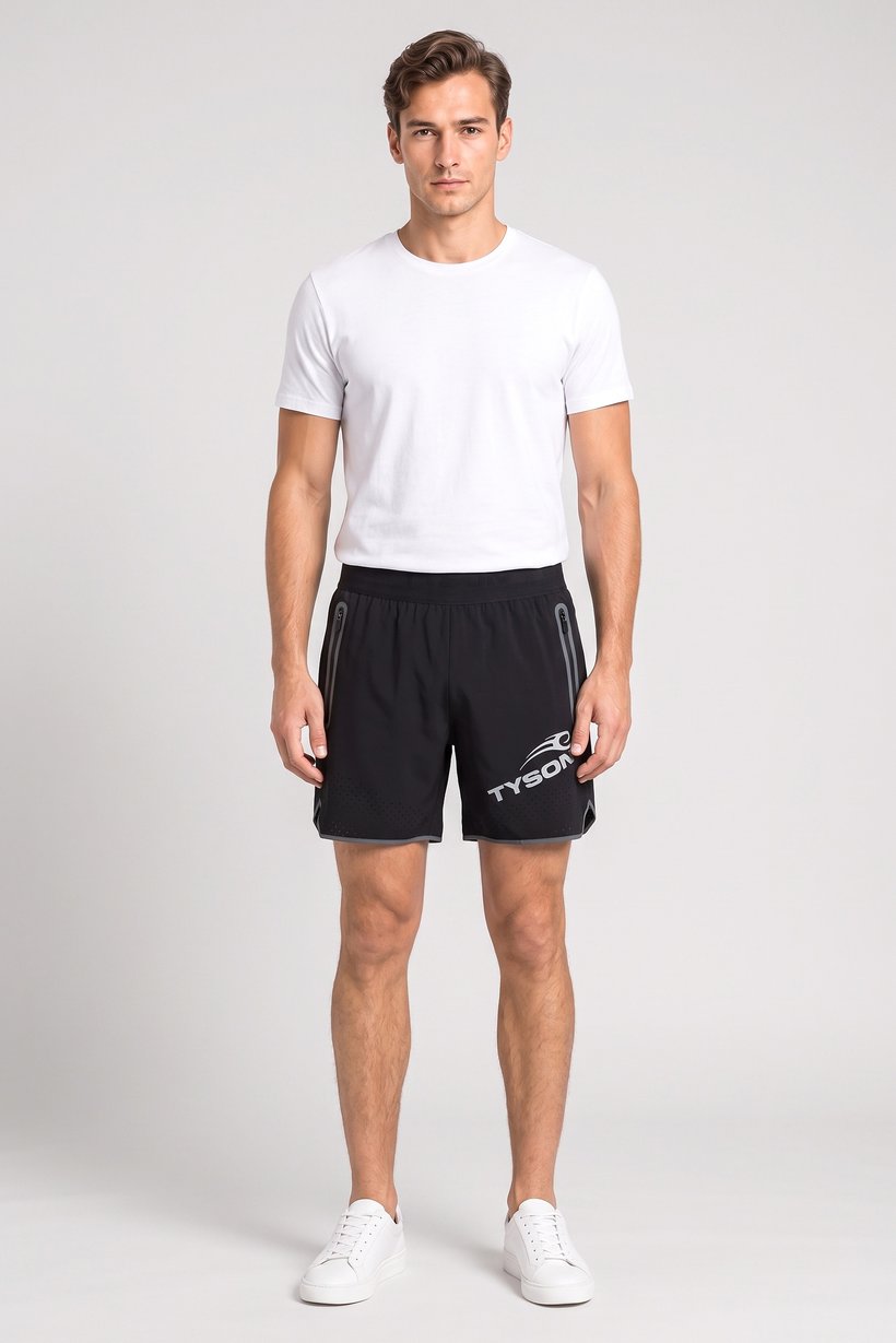 Celio x Tyson Men Brand Logo Basic Shorts, Black