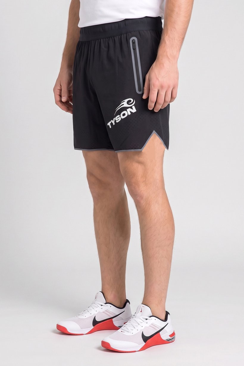 Celio x Tyson Men Regular Fit Brand Logo Shorts, Black