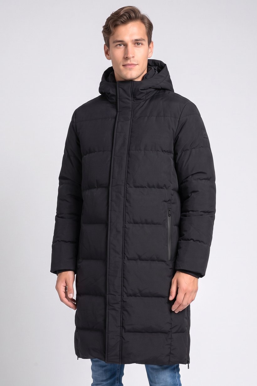 Men Quilted Puffer Jacket, Black