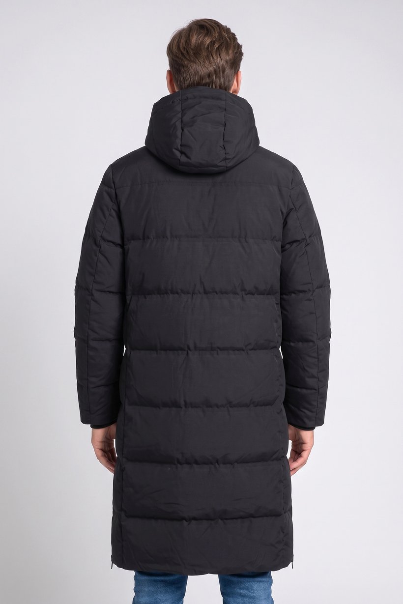 Men Quilted Puffer Jacket, Black
