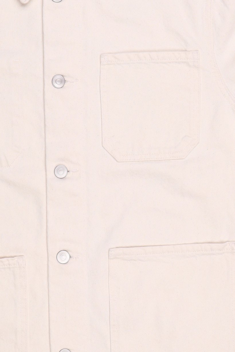 Men Plain Denim Jacket Shirt, Light Beige