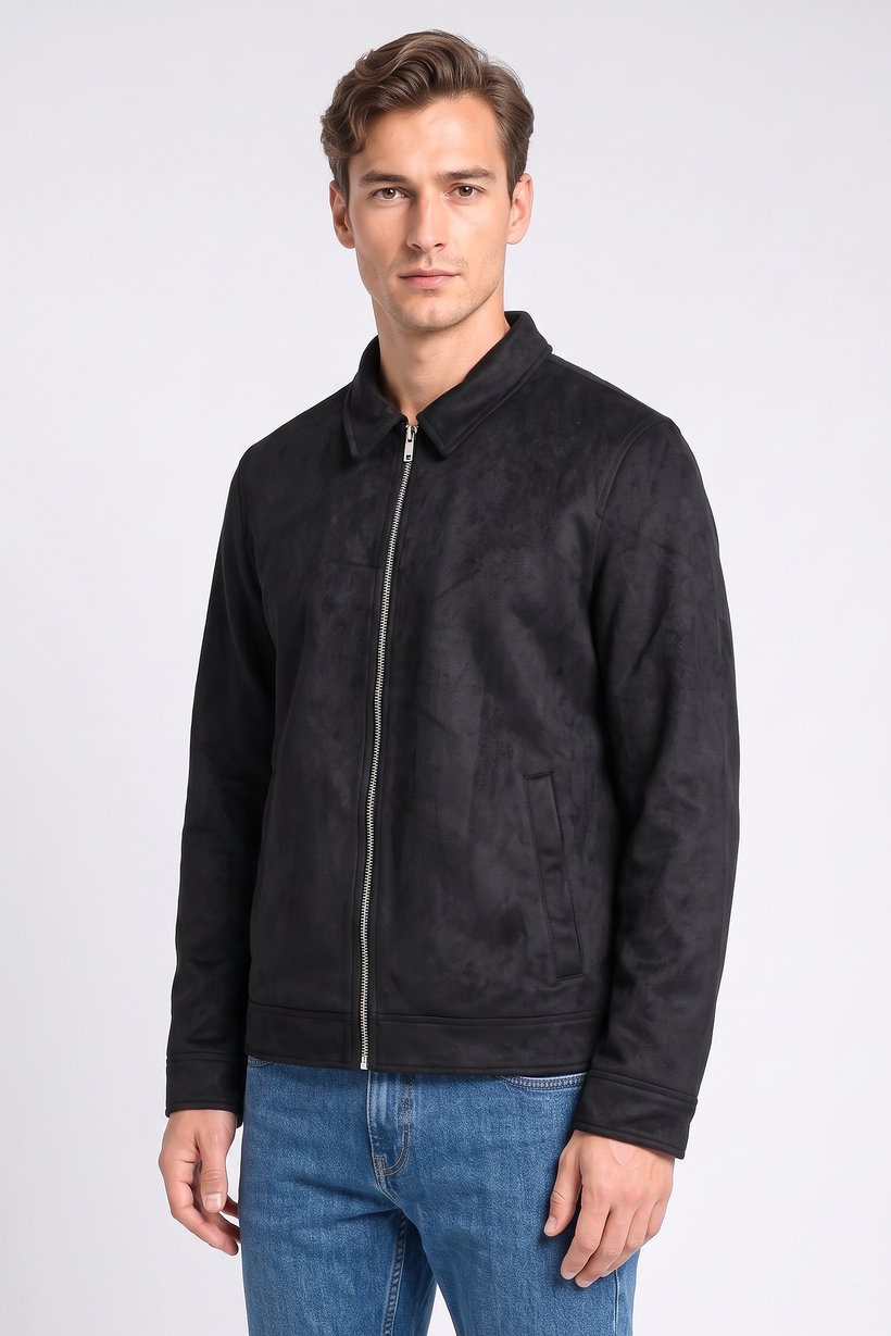 Men Textured Softshell Jacket, Black