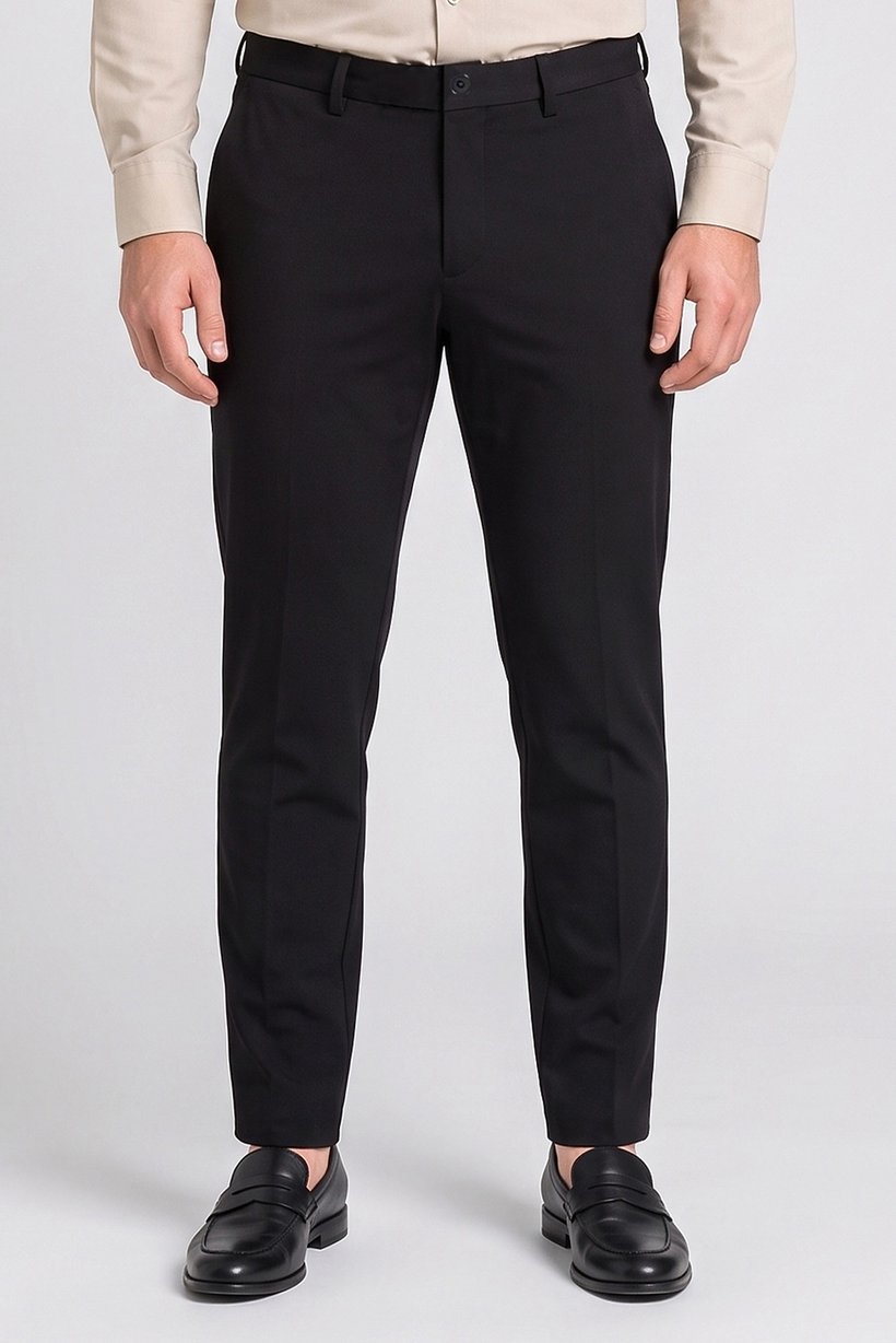 Men Slim Fit Solid Chino Pants, Black