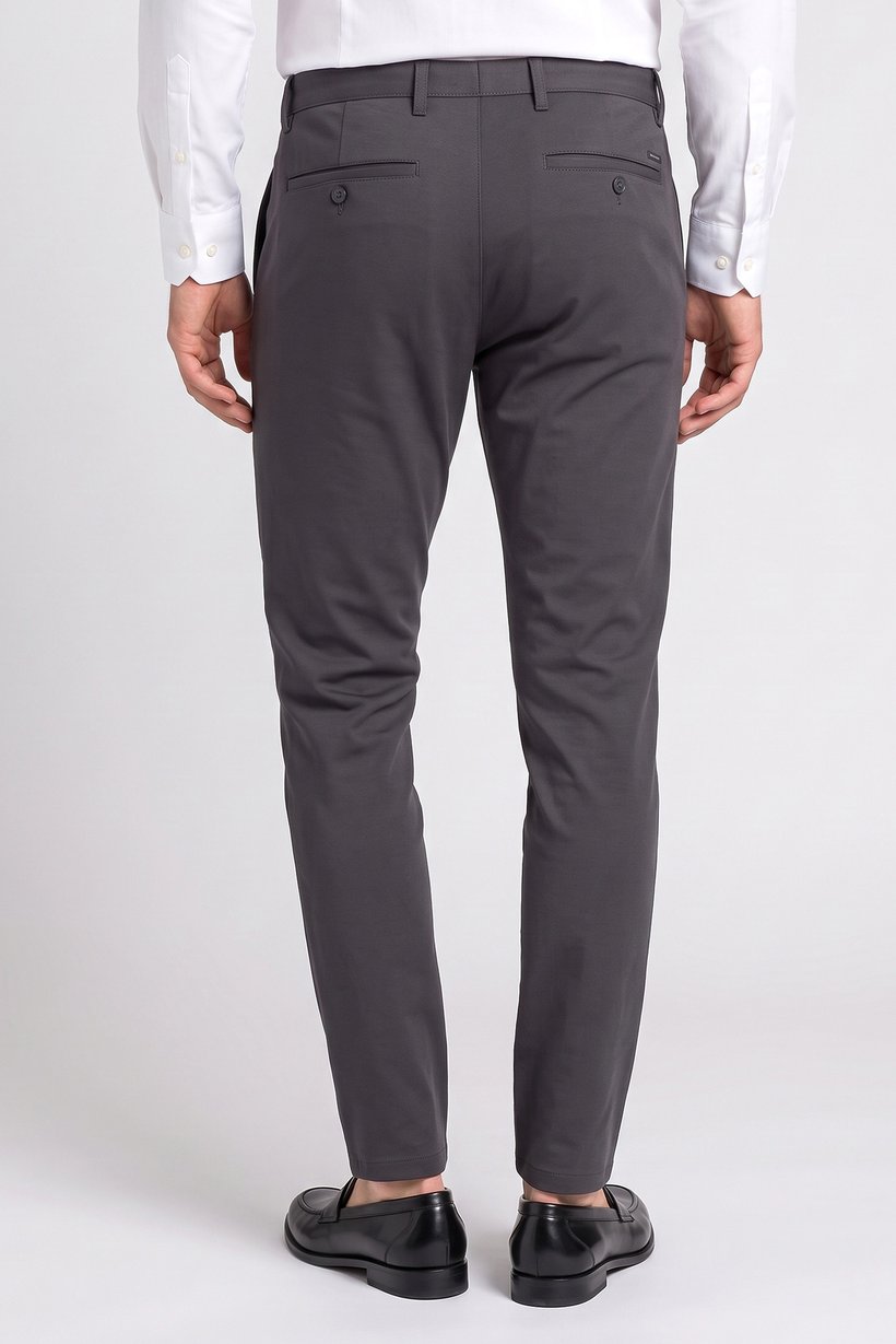 Men Slim Fit Plain Chino Pants, Dark Grey