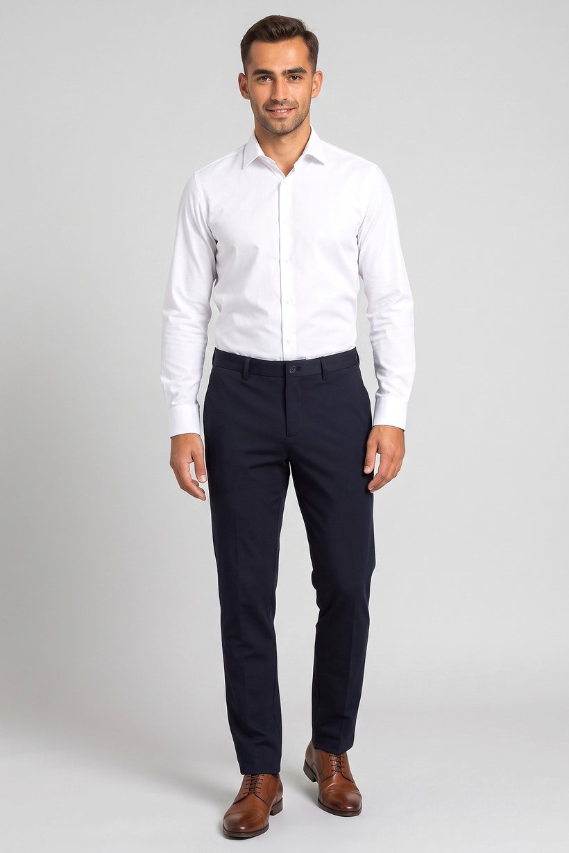 Men Slim Fit Solid Chino Pants, Deep Navy