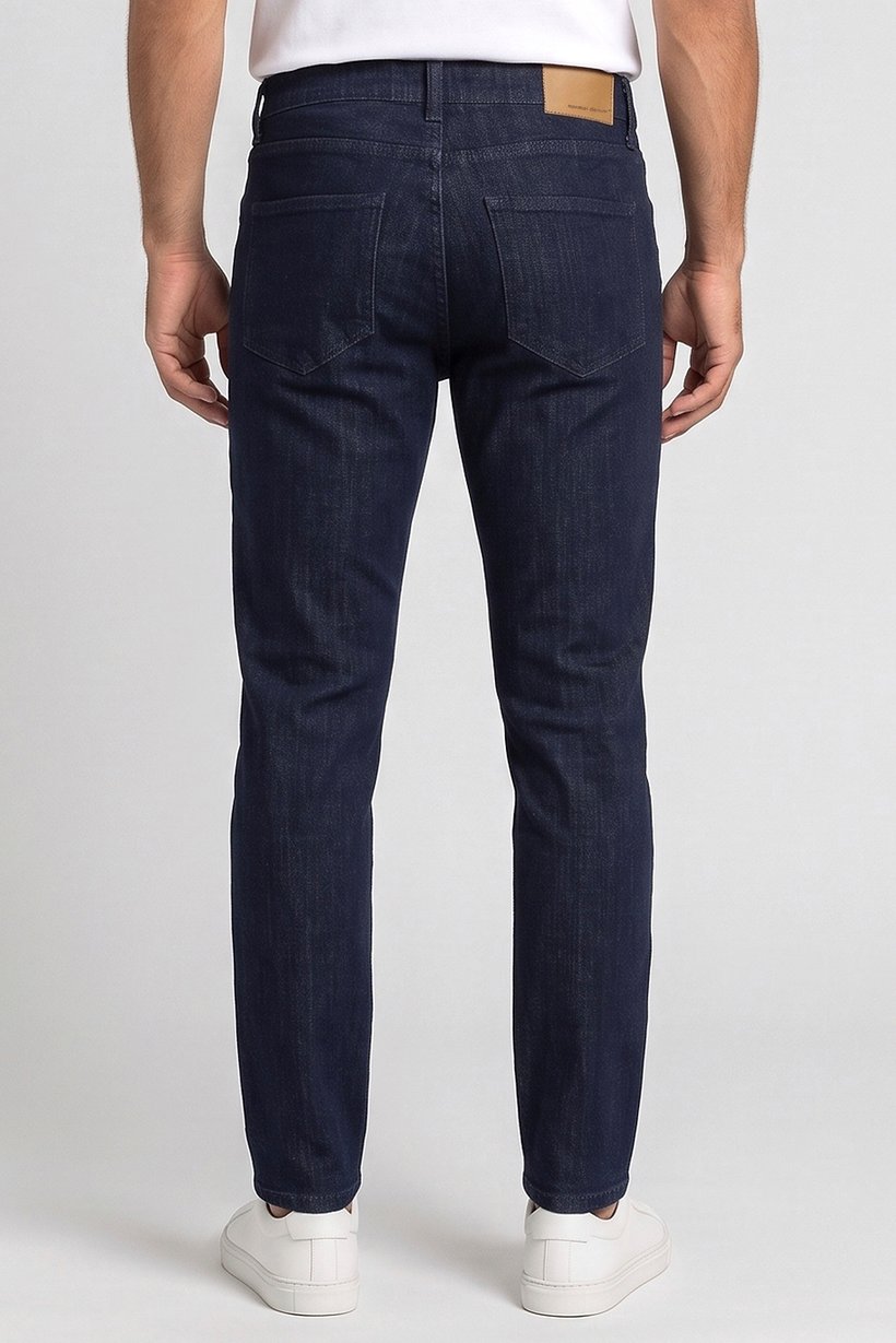 Men Slim Fit Solid Stretchable Jeans, Dark Navy
