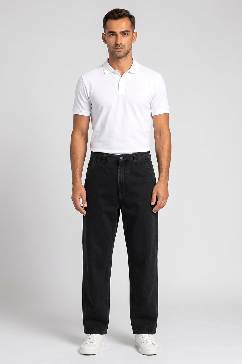 Men Skater Fit Washed Non Stretchable Jeans, Black