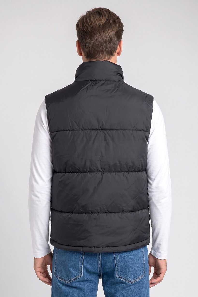 Men Quilted Vest Jacket, Black