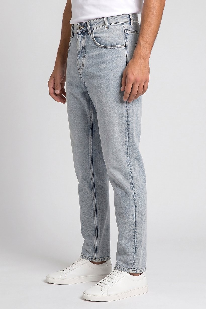 Men Regular Fit Washed Non Stretchable Jeans, Light Blue