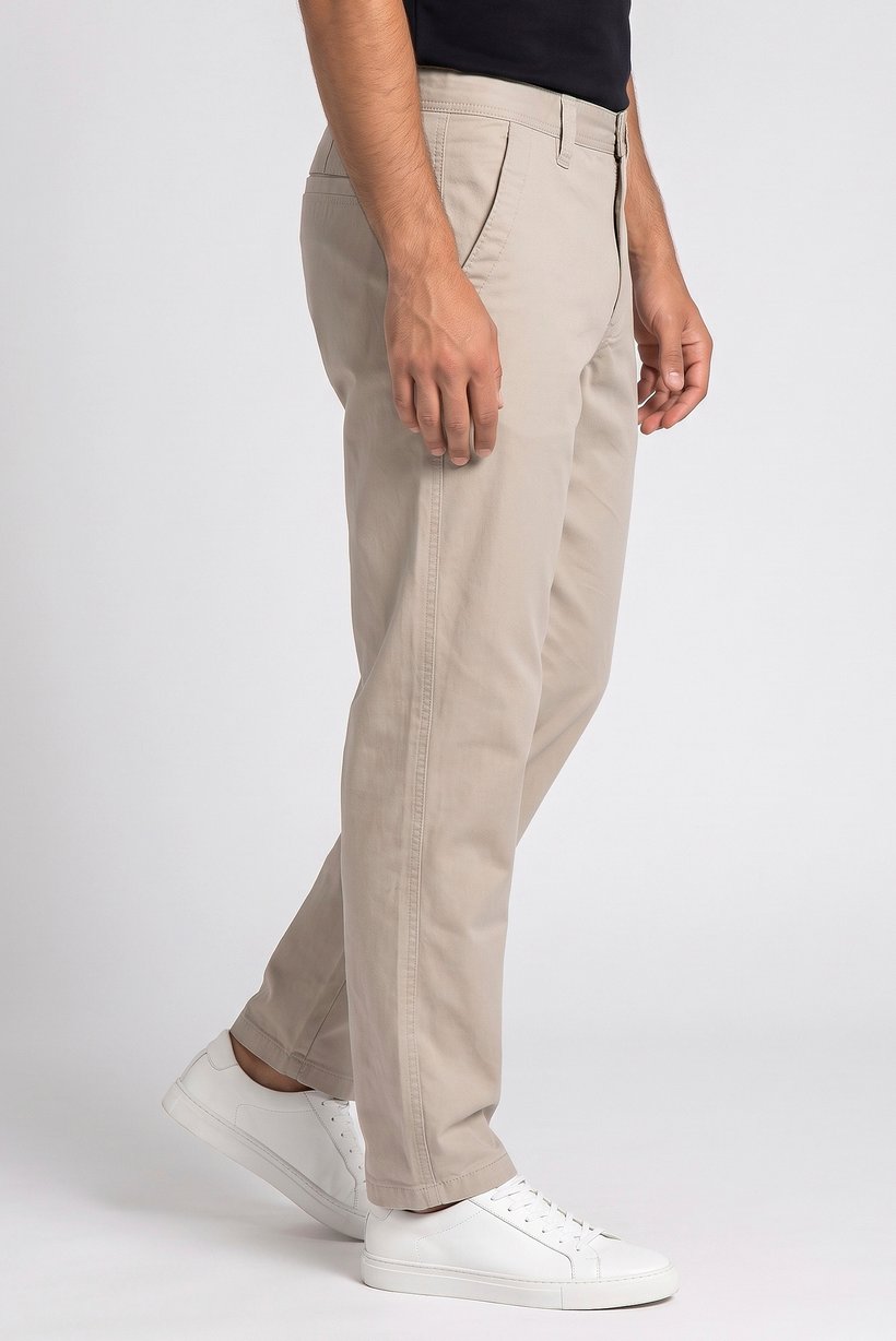 Men Baggy Fit Solid Non-Stretchable Jeans, Beige