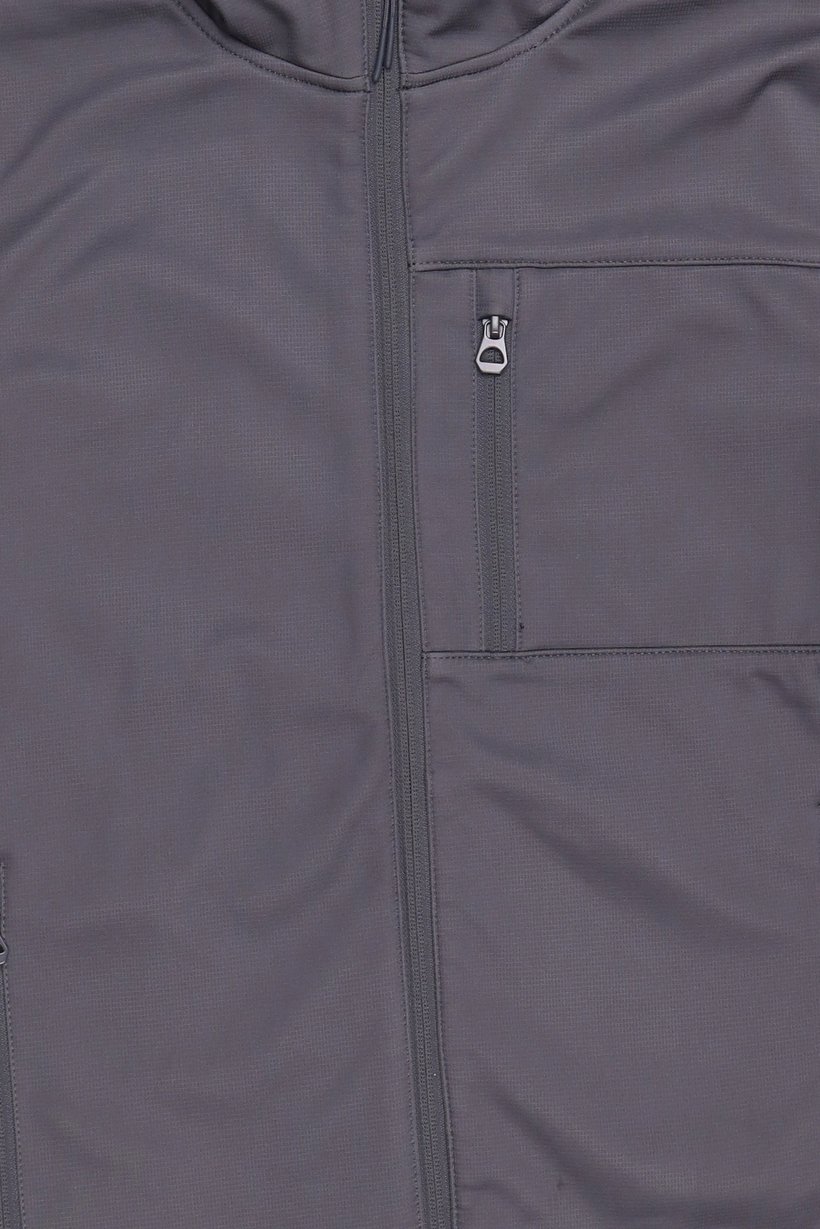 Men Long Sleeve Full Zip Hoodie, Dark Grey