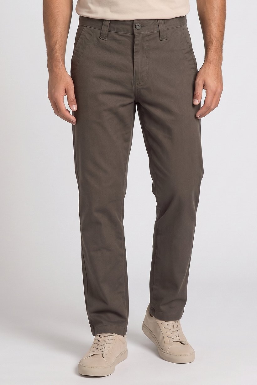 Men Baggy Fit Solid Chino Pants, Taupe