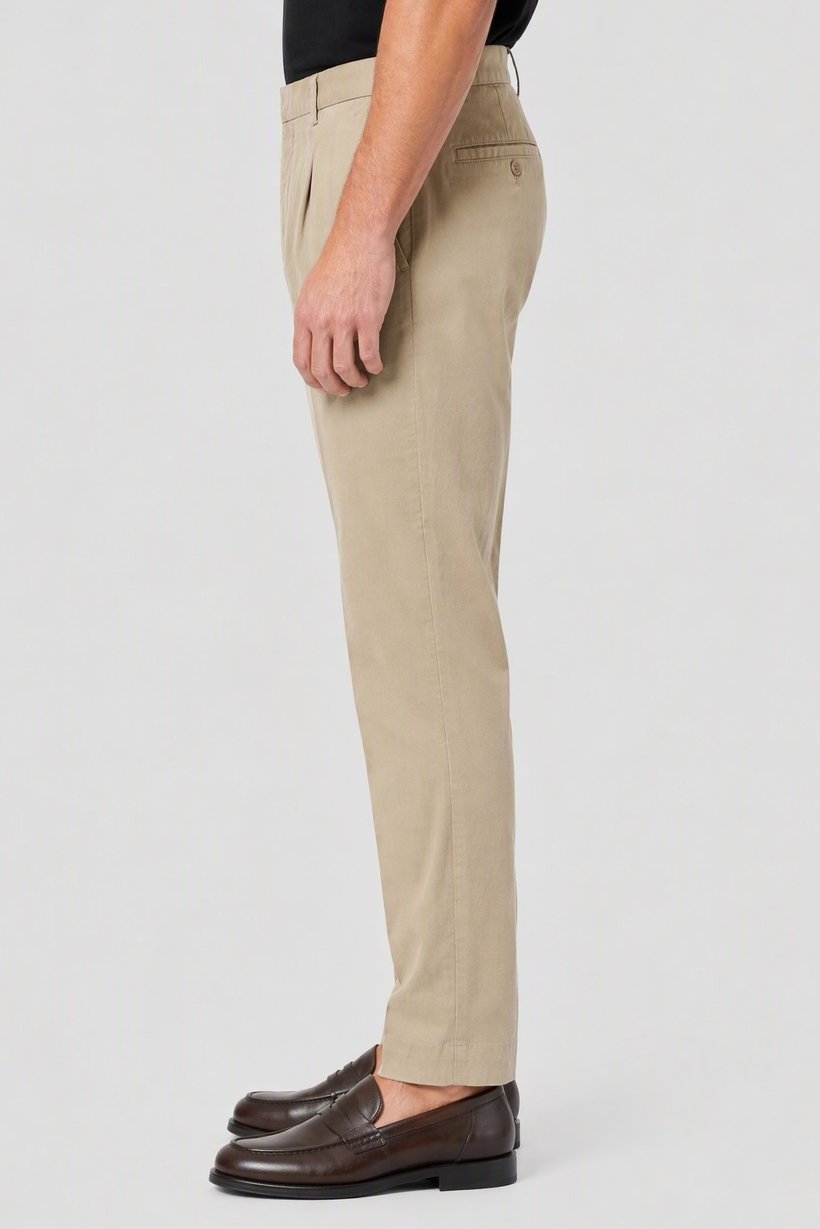 Men Slim Fit Solid Chino Pants, Dark Beige