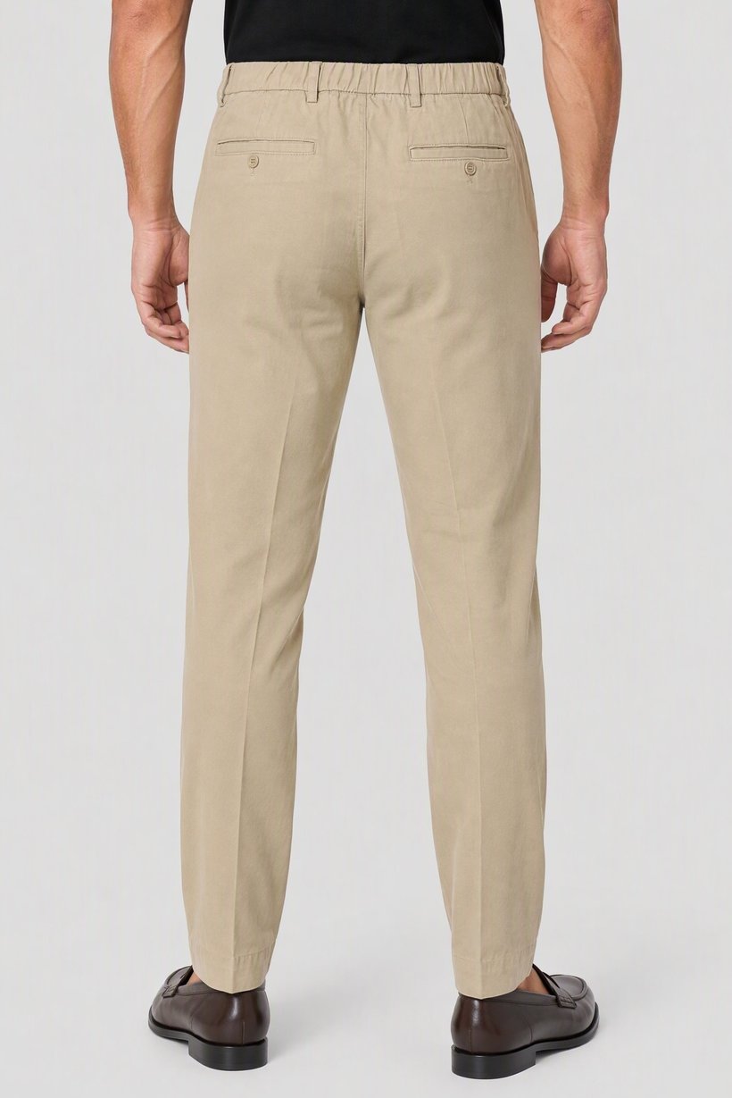 Men Slim Fit Solid Chino Pants, Dark Beige