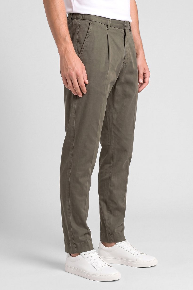 Men Slim Fit Solid Chino Pants, Deep Olive
