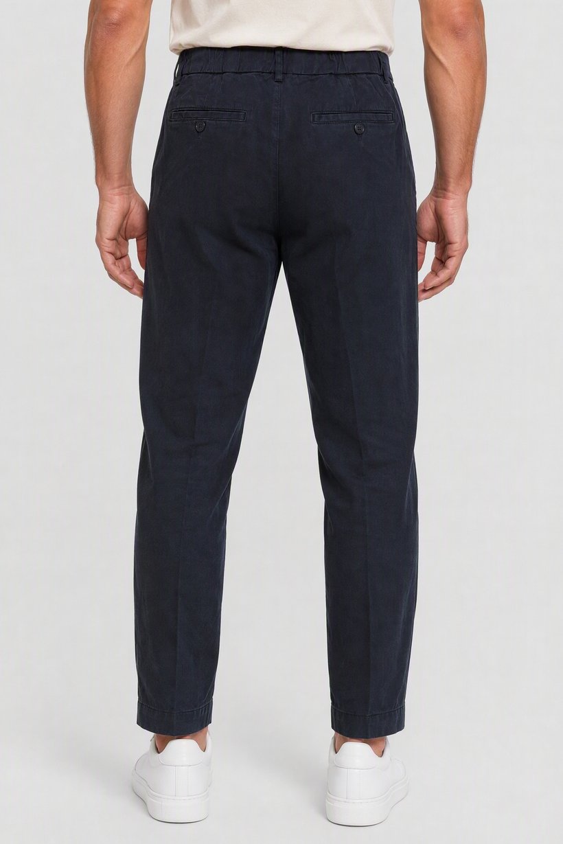 Men Slim Fit Solid Chino Pants, Navy