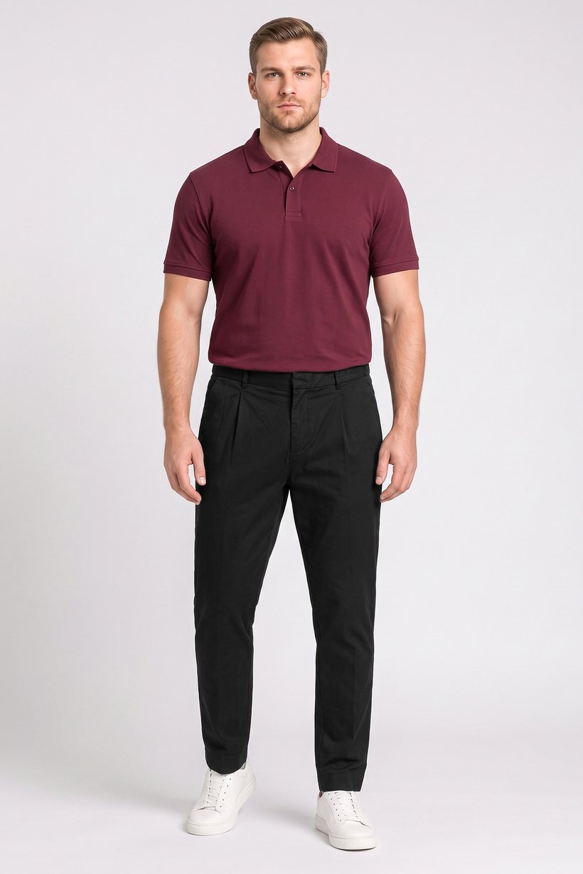 Men Slim Fit Solid Chino Pants, Black