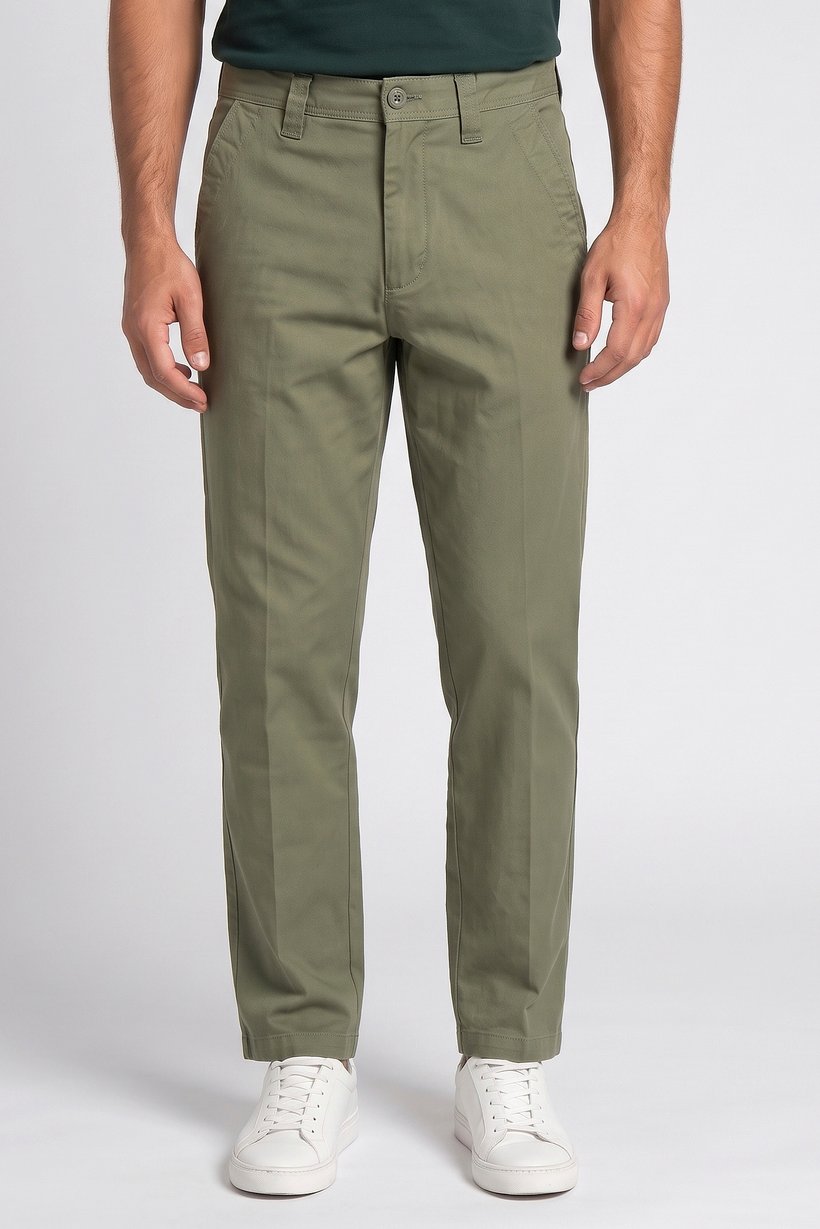 Men Baggy Fit Solid Non-Stretchable Jeans, Olive