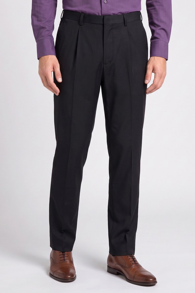 Men Straight Fit  Solid Chino Pants, Black