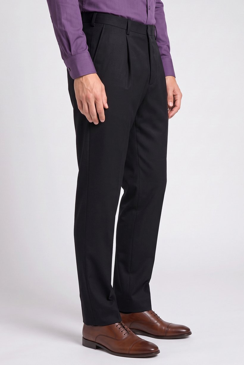 Men Straight Fit  Solid Chino Pants, Black