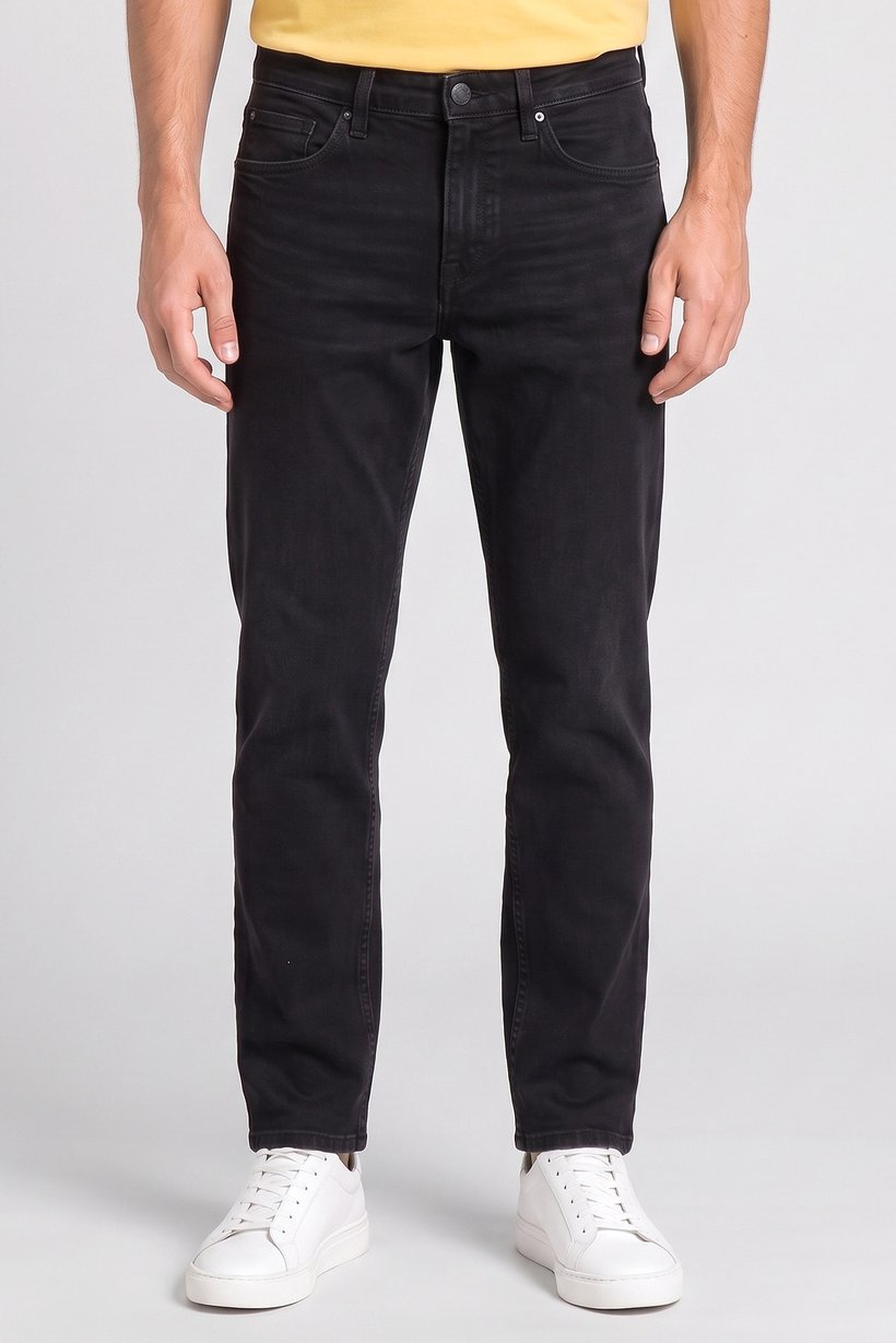 Men Loose Fit Washed Stretchable Denim Jeans, Faded Black