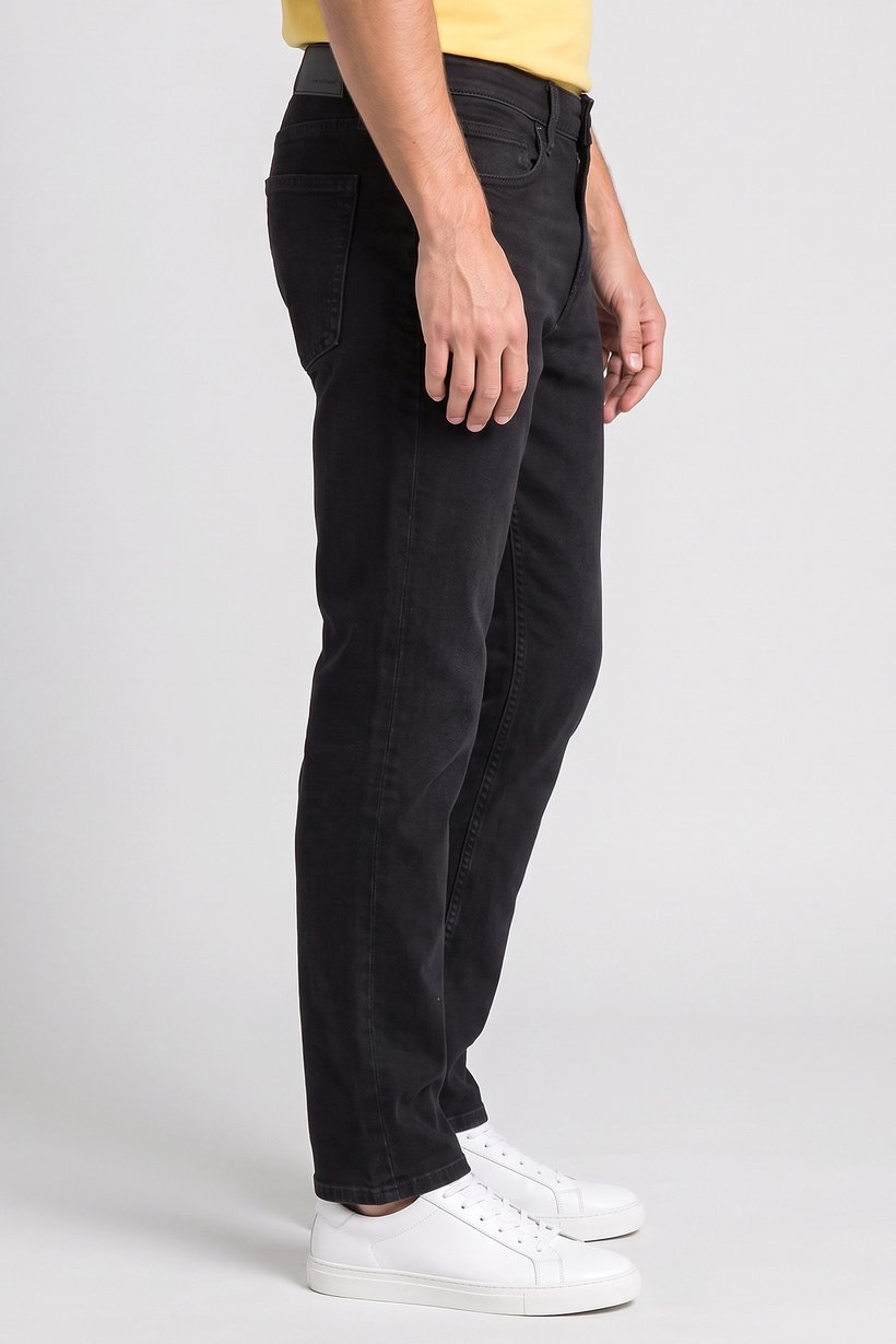 Men Loose Fit Washed Stretchable Denim Jeans, Faded Black