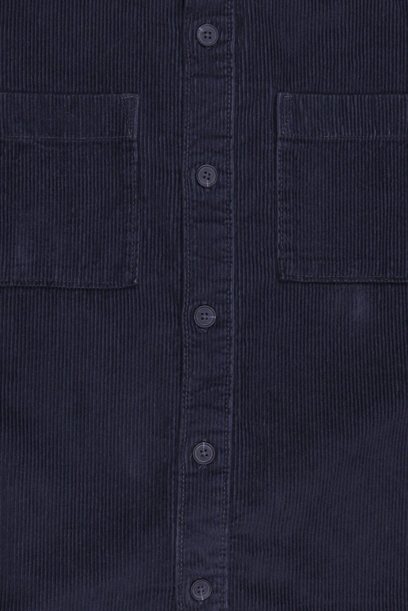 Men Oversized Fit Corduroy Long Sleeve Casual Shirt, Navy