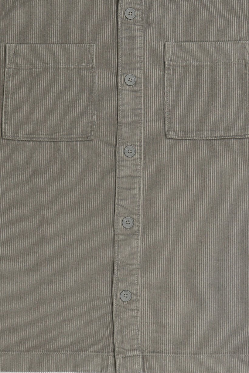 Men Regular Fit Long Sleeve Corduroy Casual Shirt, Grey