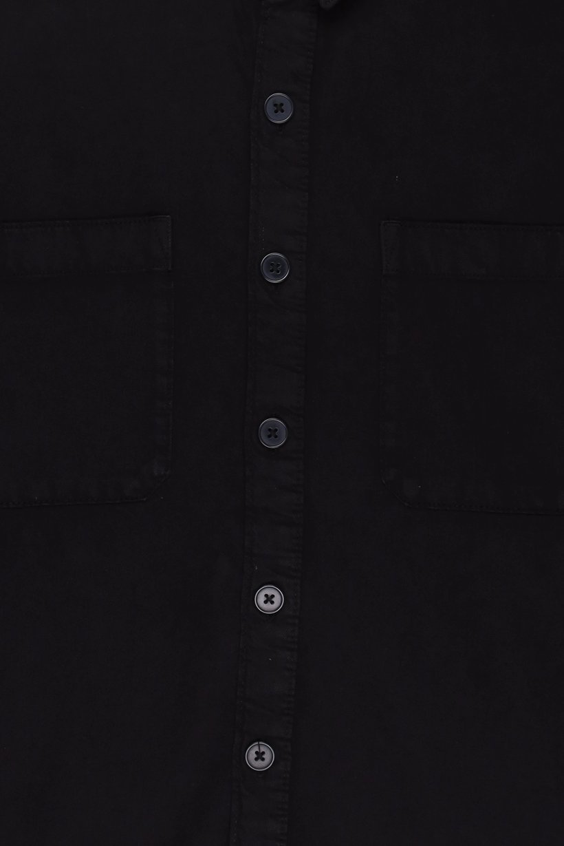 Men Regular Fit Plain Long Sleeve Casual Shirt, Black