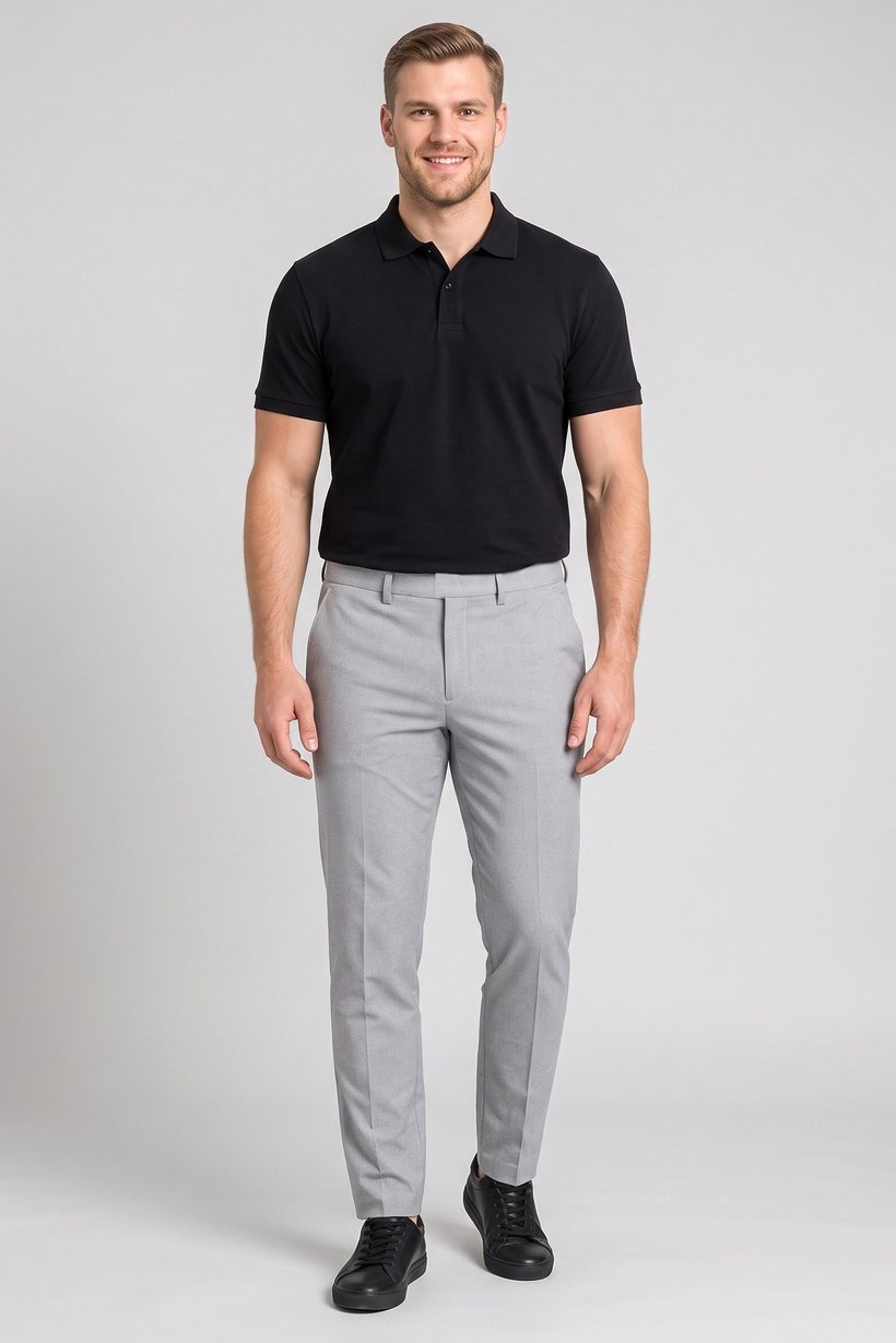 Men Slim Fit Textured Chino Pants, Light Grey