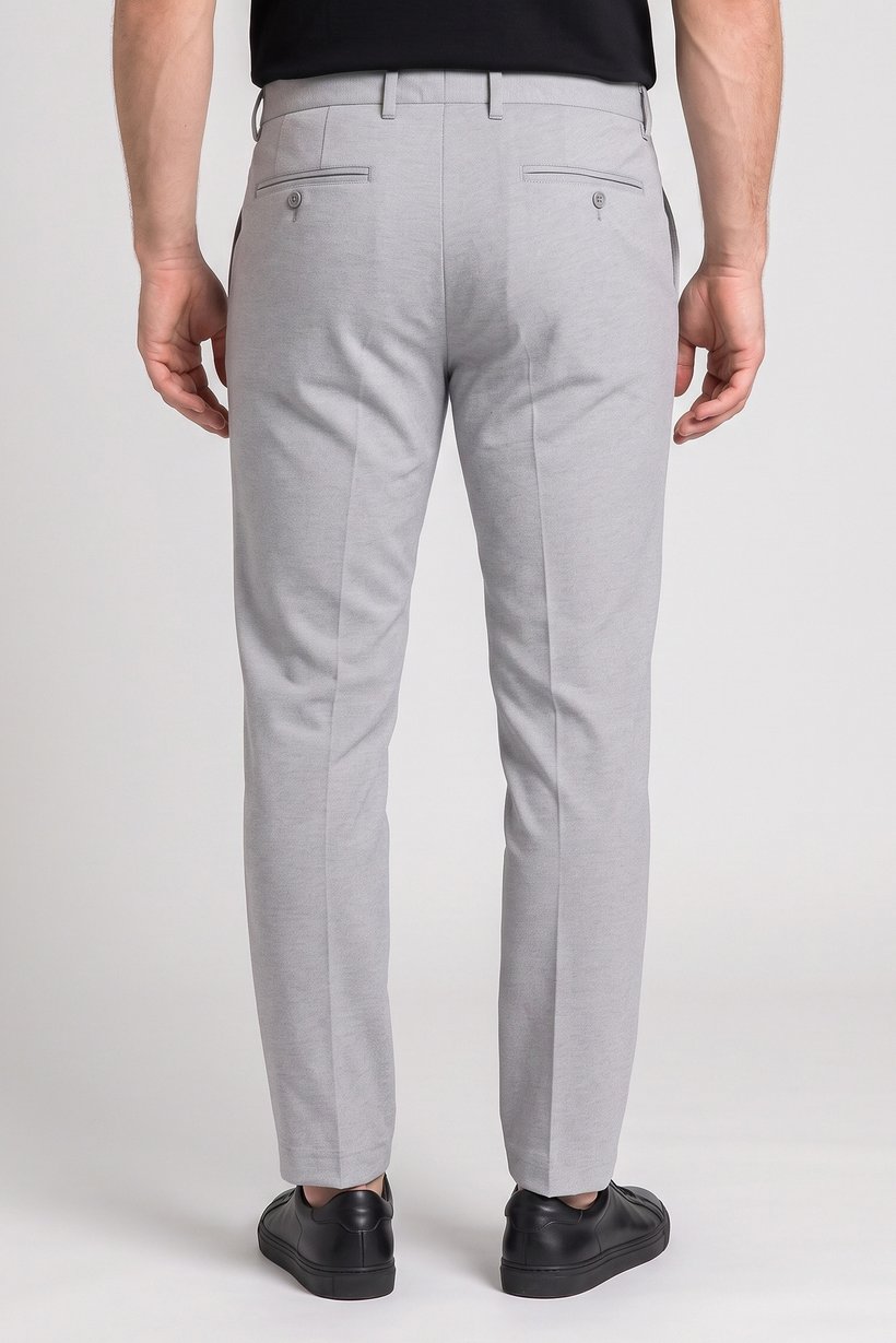 Men Slim Fit Textured Chino Pants, Light Grey