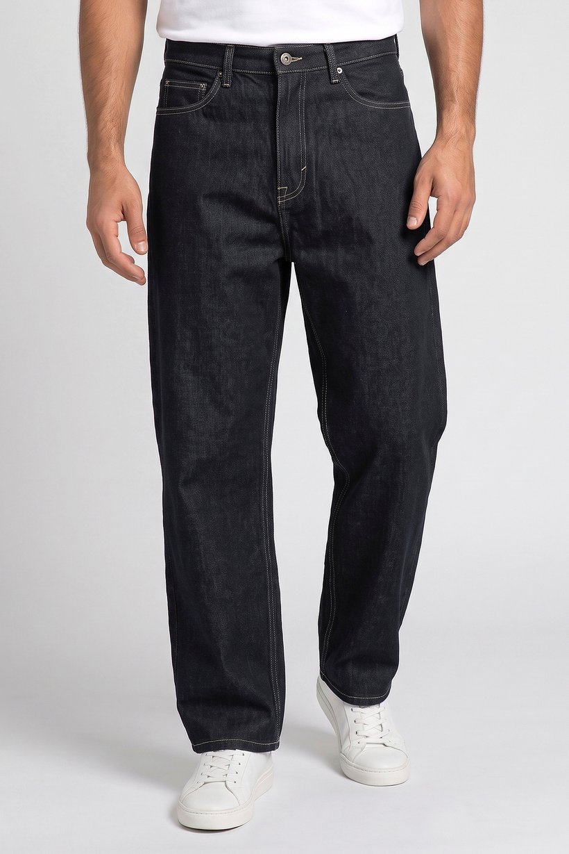 Men Baggy Fit Washed Non Stretchable Jeans, Navy Blue