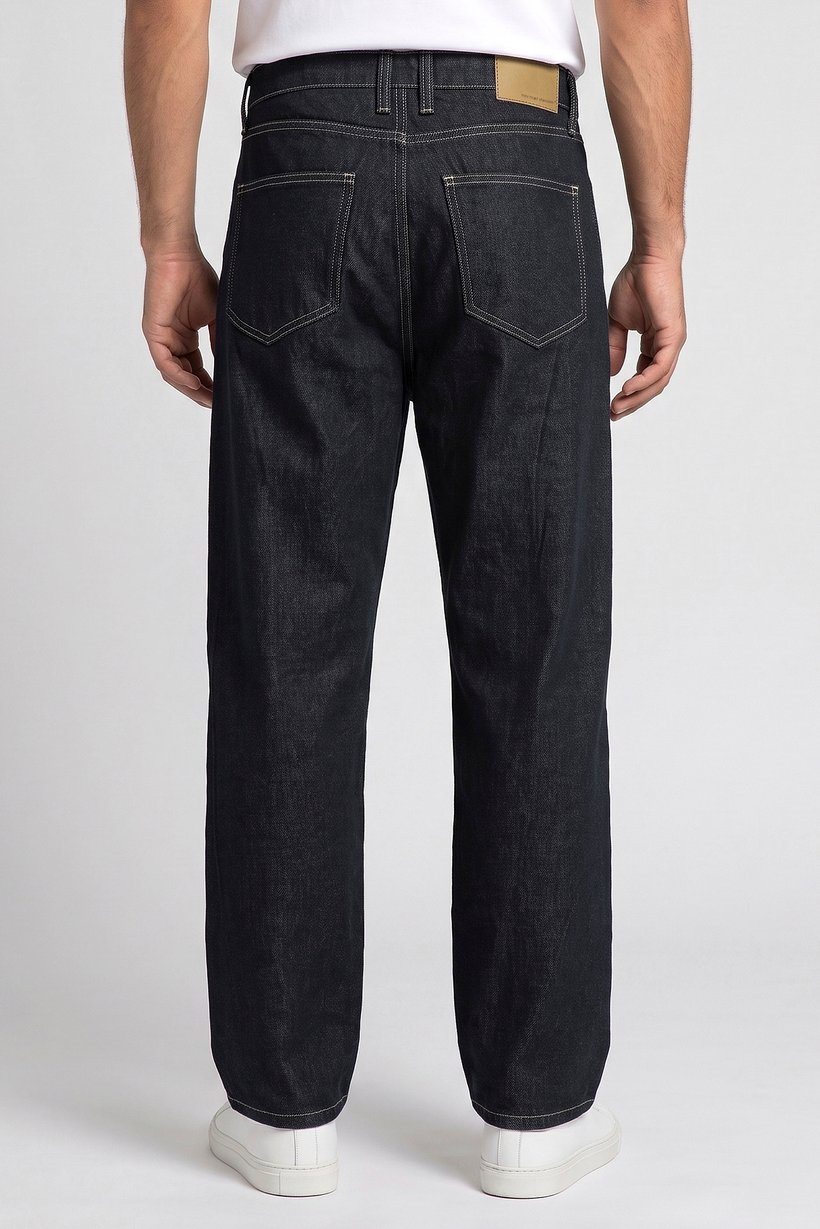 Men Baggy Fit Washed Non Stretchable Jeans, Navy Blue