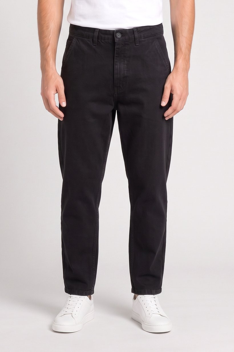 Men Relaxed Fit Washed No Stretch Jeans, Black