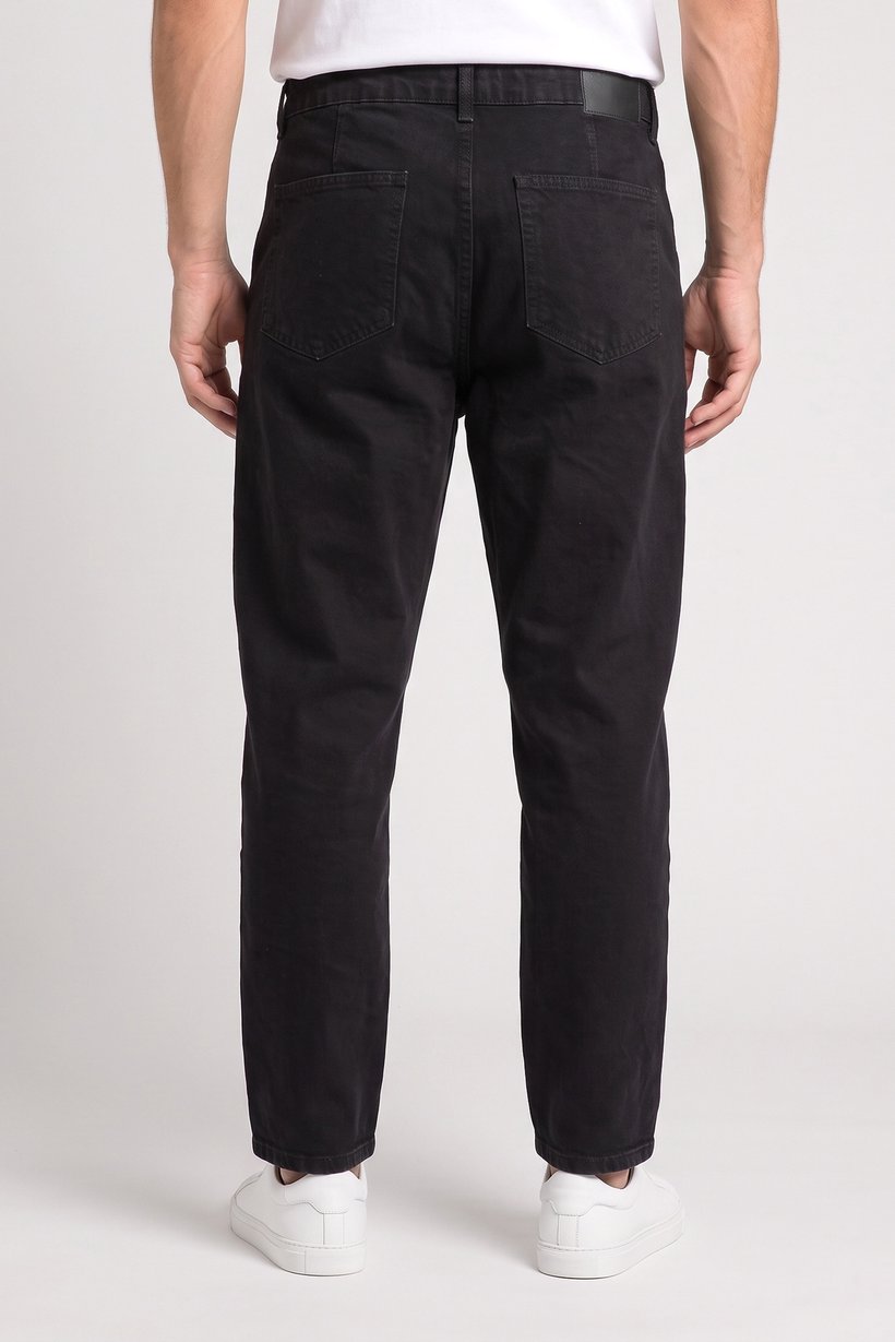Men Relaxed Fit Washed No Stretch Jeans, Black