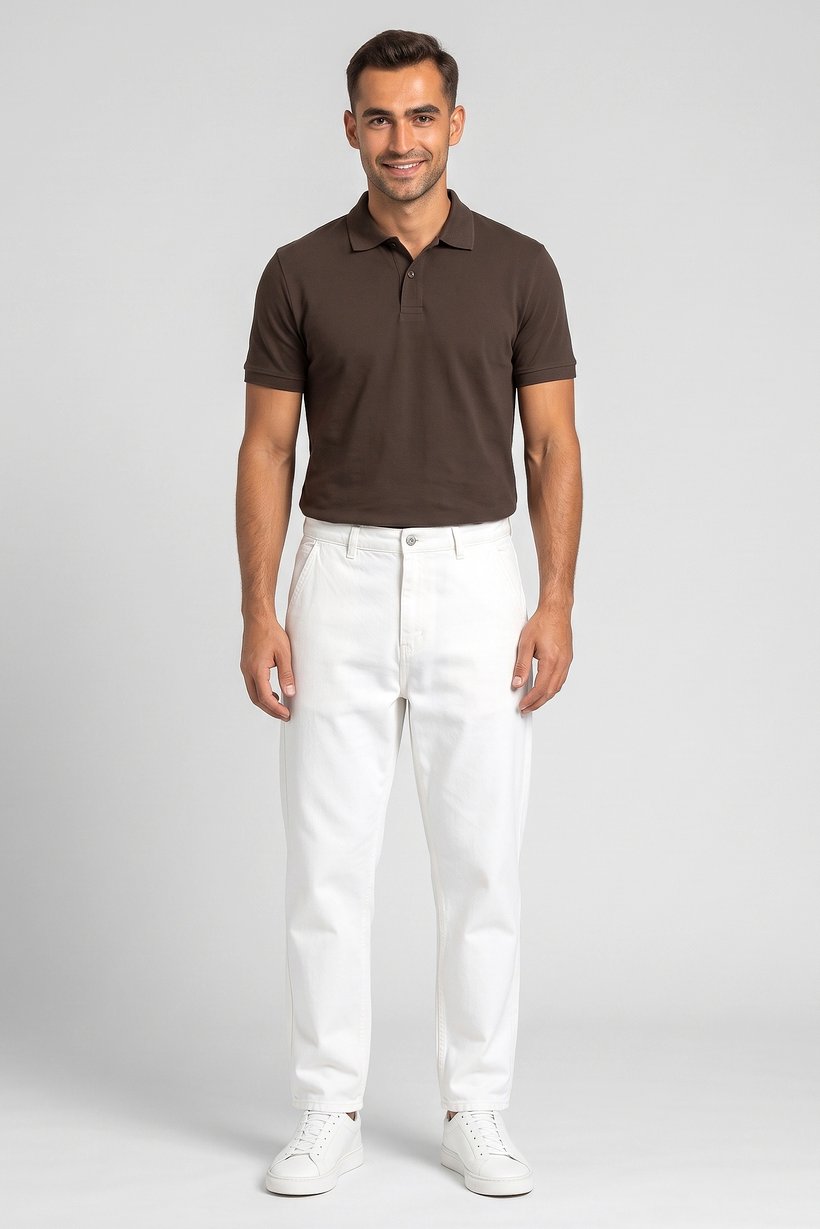 Men Relax Fit Plain Non-Stretchable Jeans, White