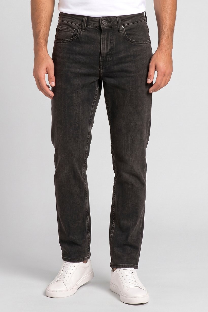 Men Straight Leg Washed Stretchable Jeans, Washed Grey