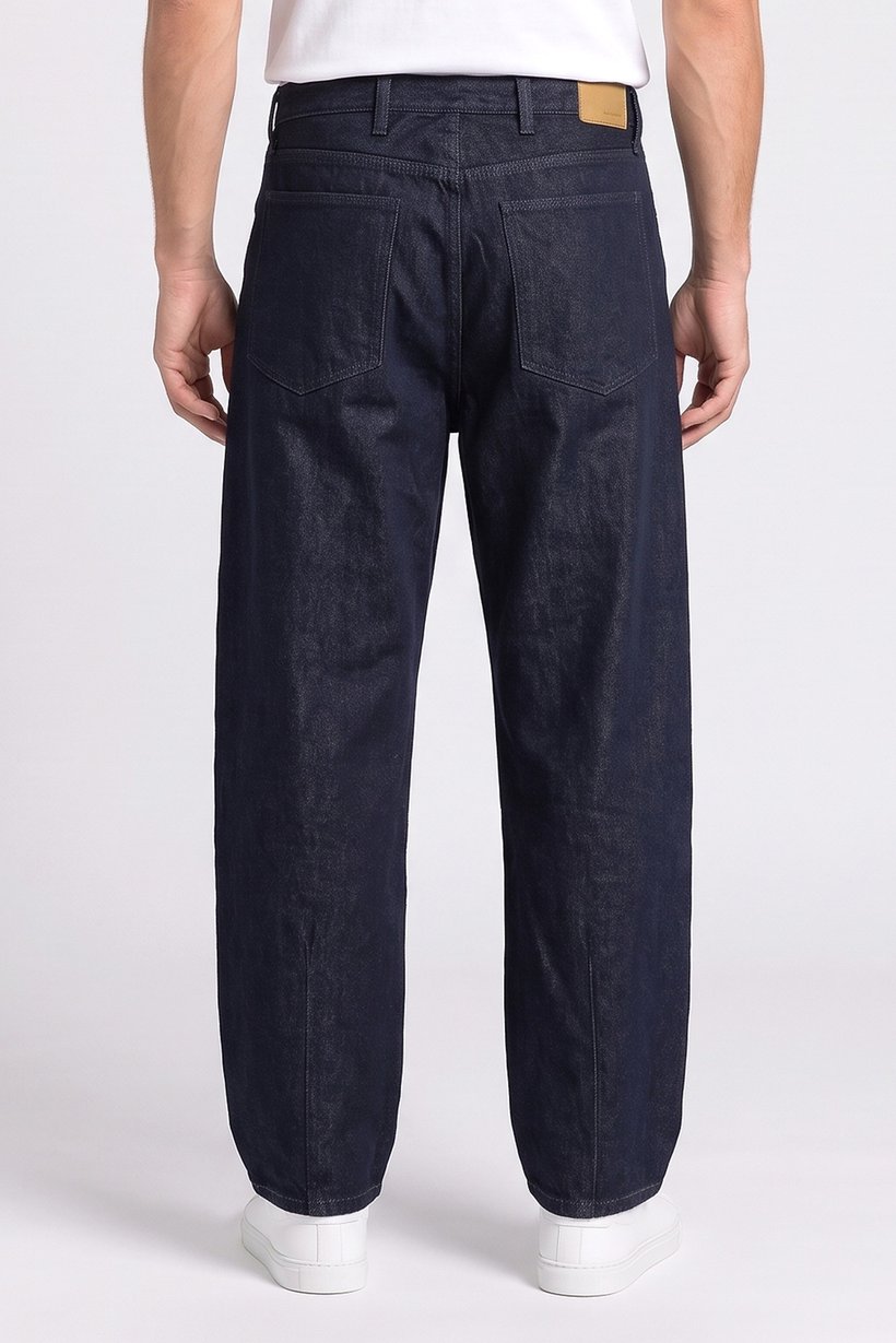 Men Balloon Fit Solid Non Stretchable Jeans, Navy